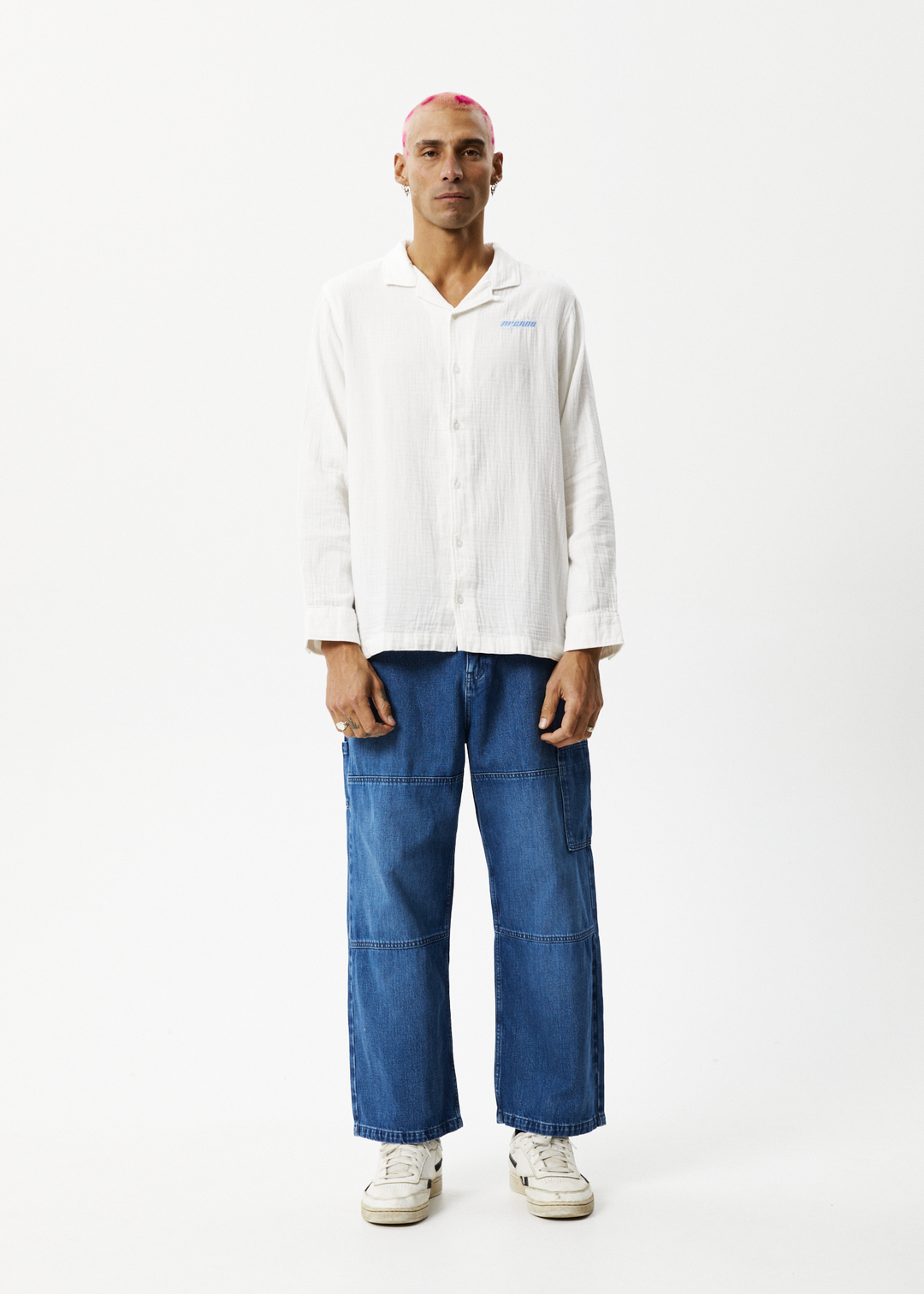 AFENDS Mens Stratosphere - Long Sleeve Shirt - Off White 