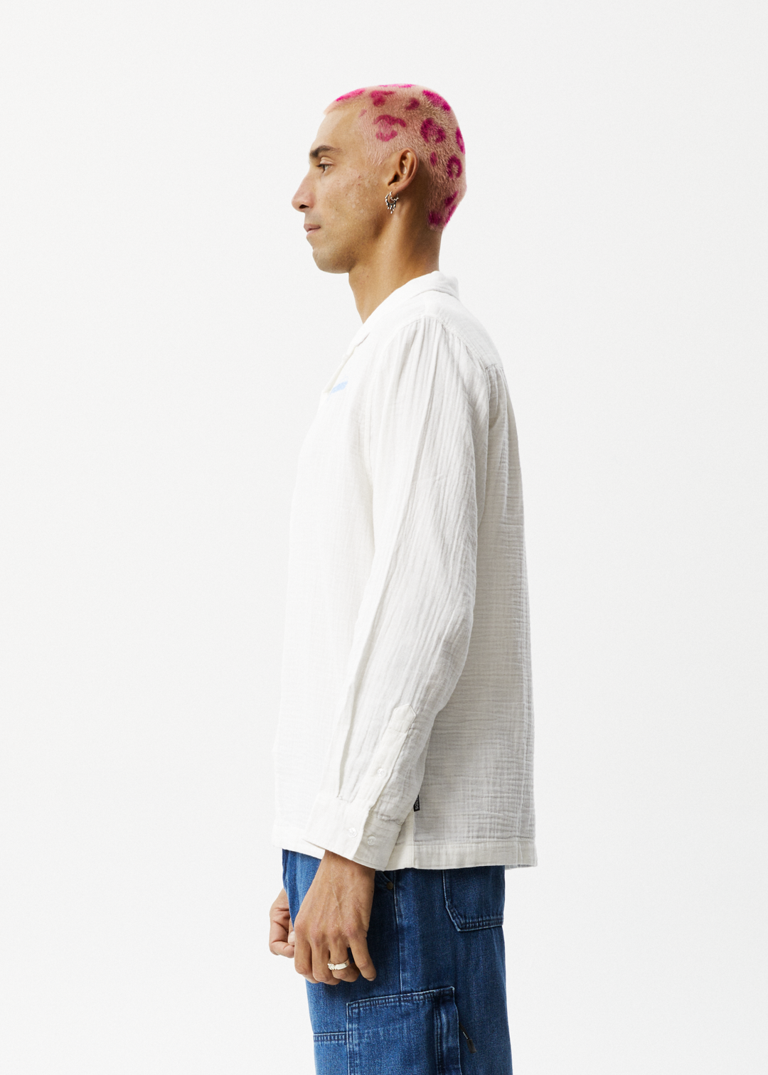 AFENDS Mens Stratosphere - Long Sleeve Shirt - Off White 