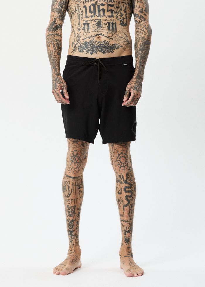 Afends Mens Vortex - Recycled Fixed Waist Boardshorts - Black 