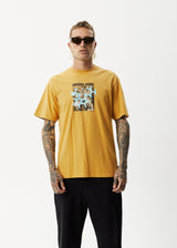 Afends Mens Universal - Retro Graphic T-Shirt - Mustard - Afends mens universal   retro graphic t shirt   mustard   sustainable clothing   streetwear