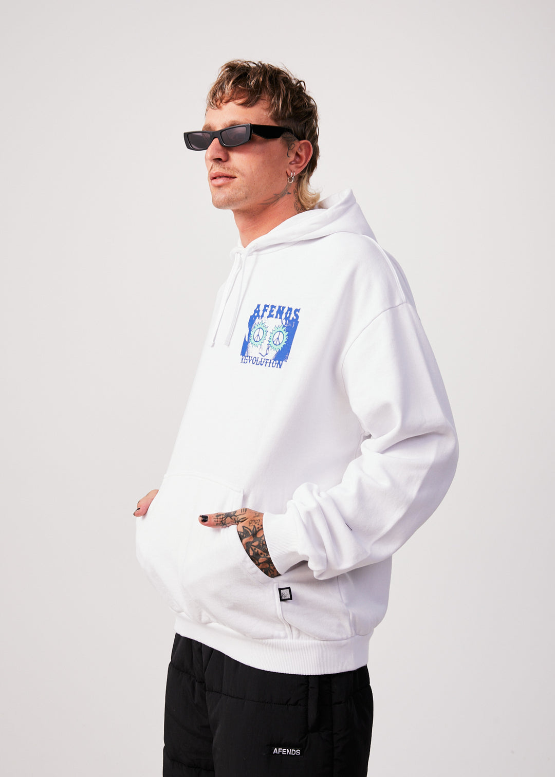 AFENDS Mens Utopia - Graphic Hoodie - White 