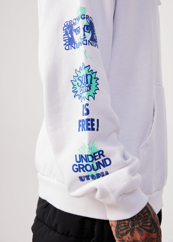 AFENDS Mens Utopia - Graphic Hoodie - White 