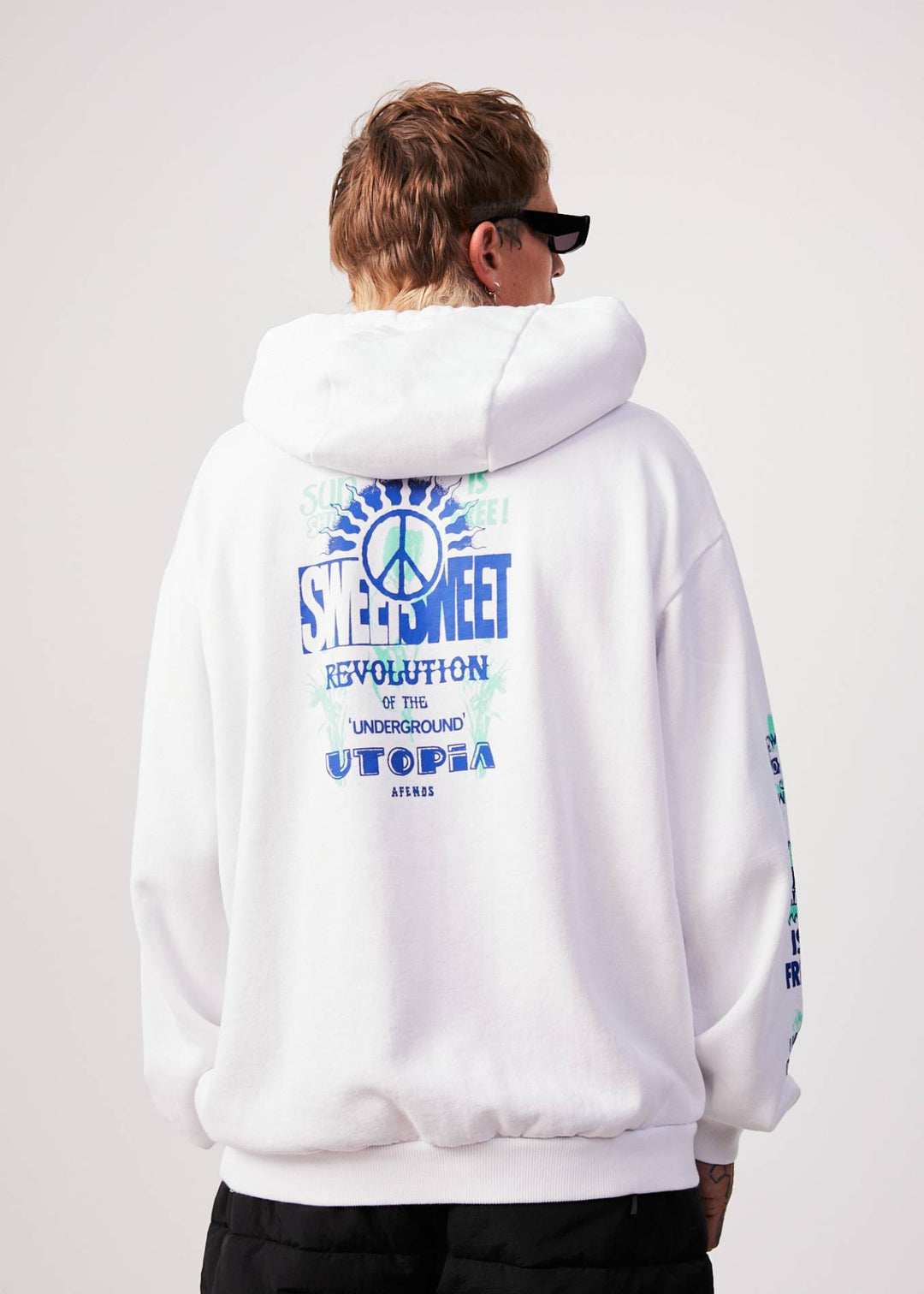 AFENDS Mens Utopia - Graphic Hoodie - White 