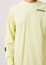 AFENDS Mens Millions - Recycled Long Sleeve T-Shirt - Citron - Afends mens millions   recycled long sleeve t shirt   citron 