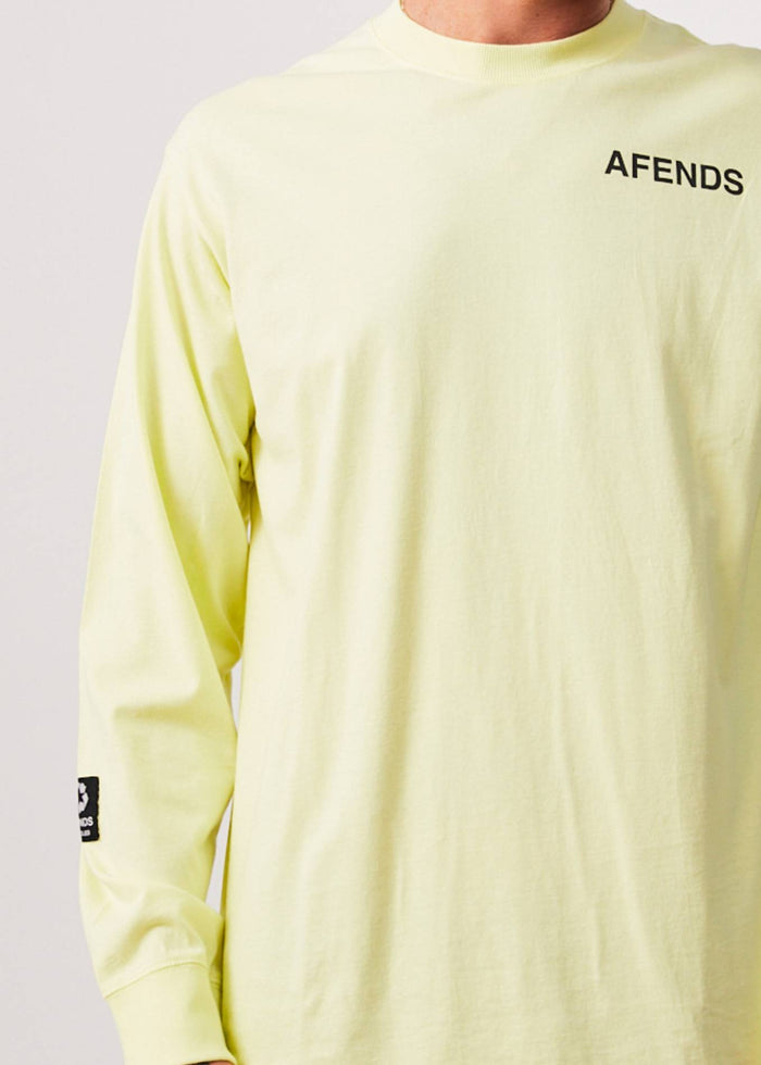 AFENDS Mens Millions - Long Sleeve T-Shirt - Citron 