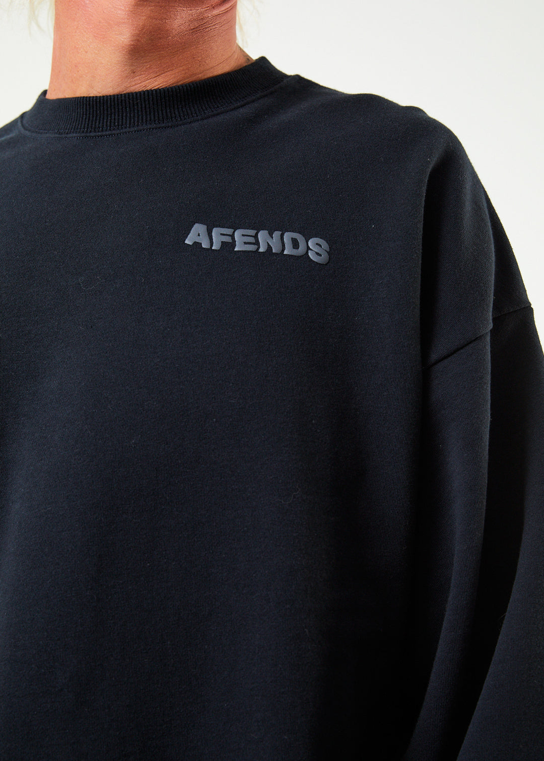 AFENDS Mens Vortex - Crew Neck Jumper - Black 