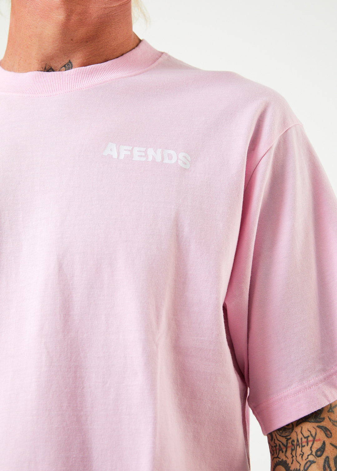 AFENDS Mens Vortex - Retro T-Shirt - Powder Pink 