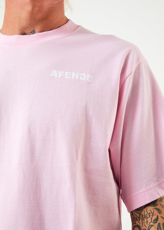 Afends Mens Vortex - Recycled Retro T-Shirt - Powder Pink 