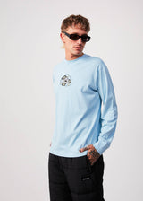 Afends Mens Warped - Recycled Long Sleeve Graphic T-Shirt - Sky Blue - Afends mens warped   recycled long sleeve graphic t shirt   sky blue 