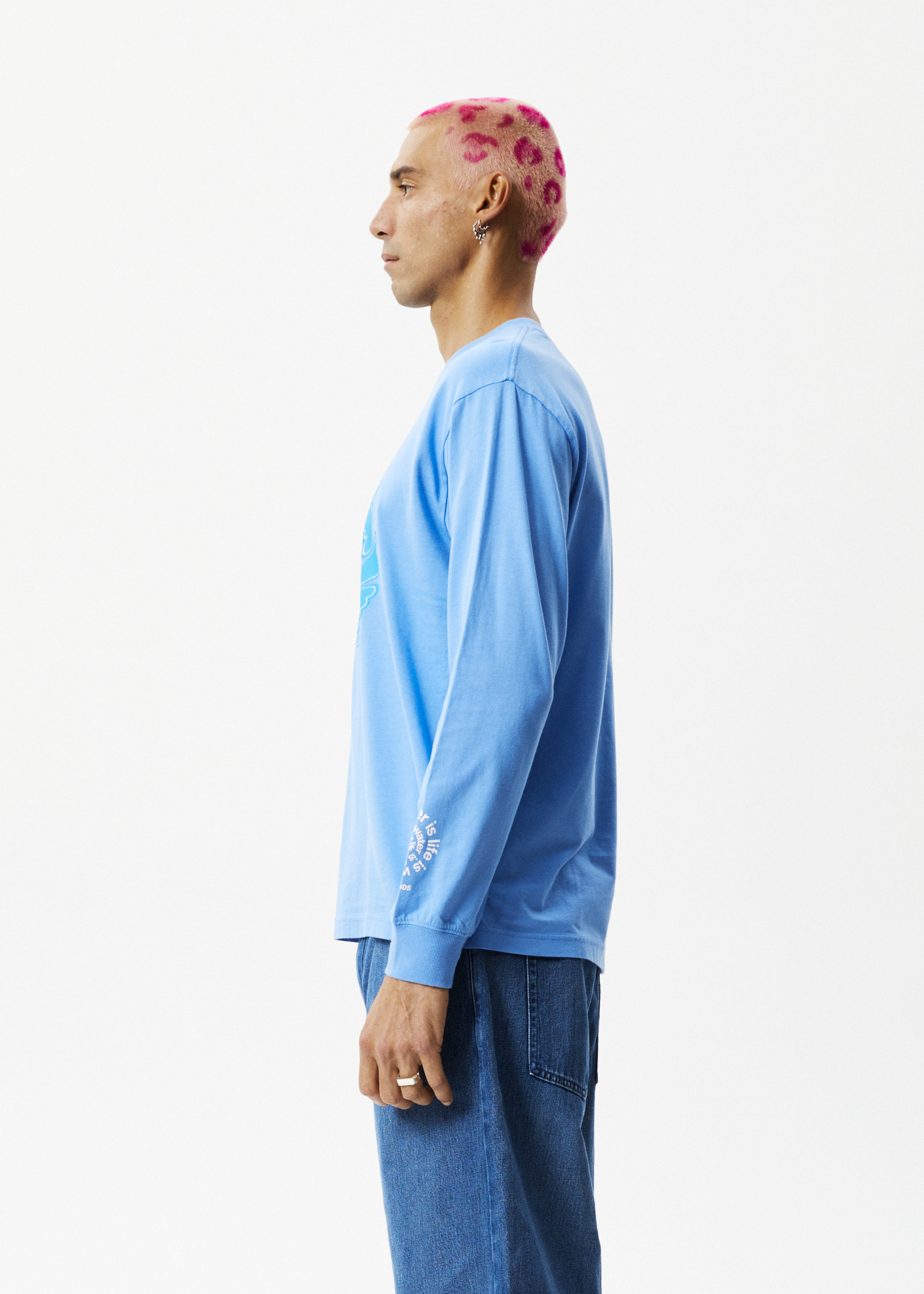 AFENDS Mens Water Is Life - Long Sleeve Graphic Tee - Arctic