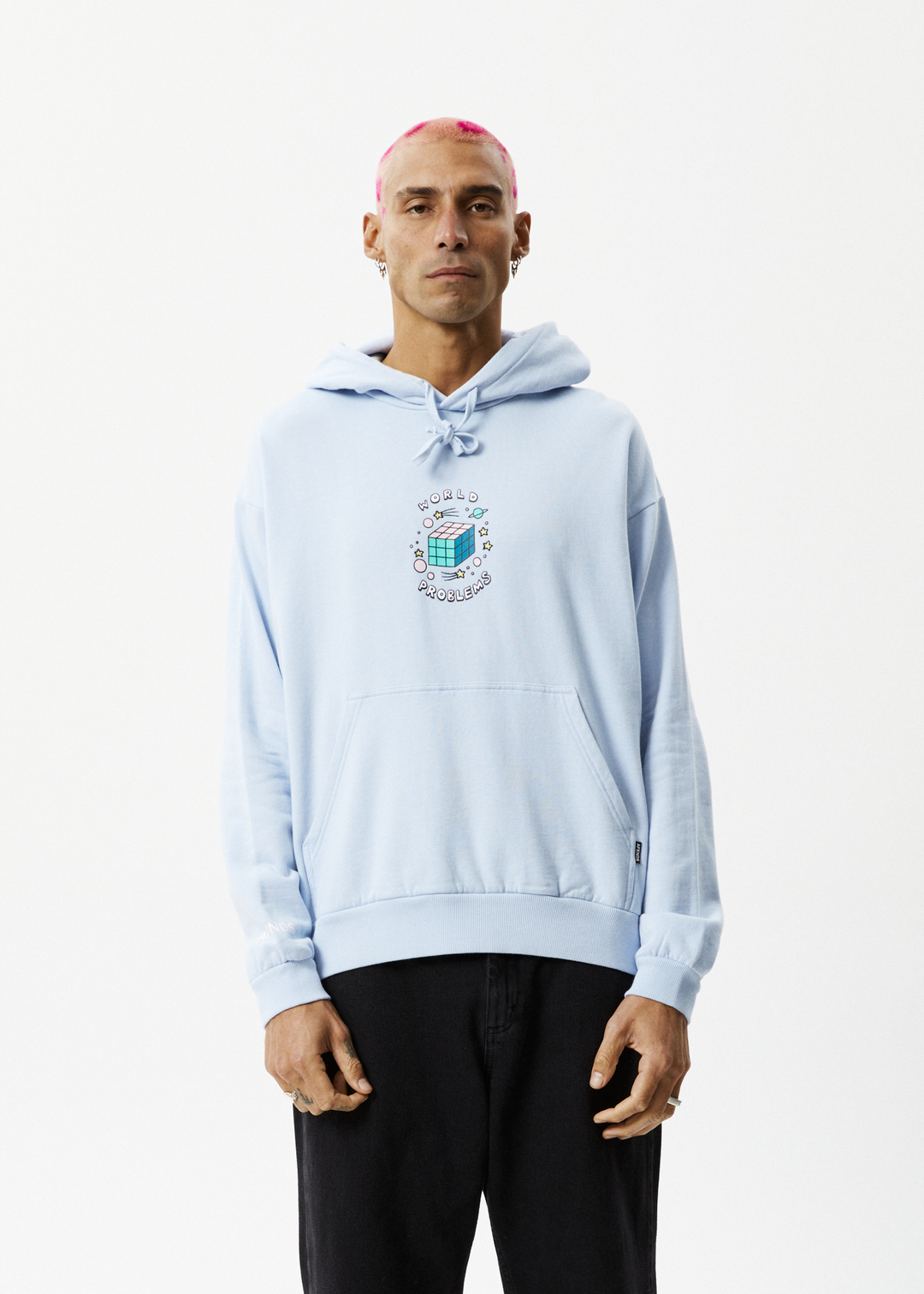 AFENDS Mens World Problems - Hoodie - Powder Blue 