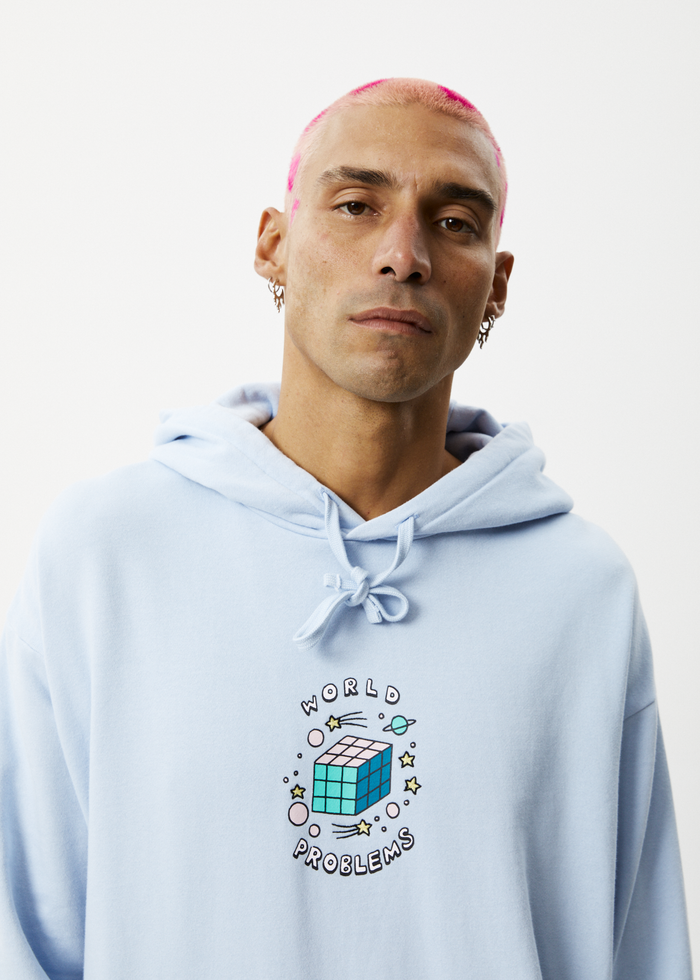 Afends Mens World Problems - Recycled Hoodie - Powder Blue 
