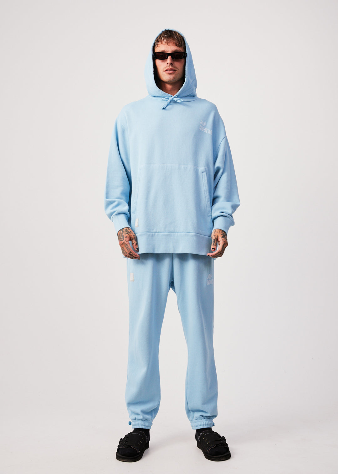 AFENDS Unisex Conditional - Unisex Oversized Hoodie - Sky Blue 