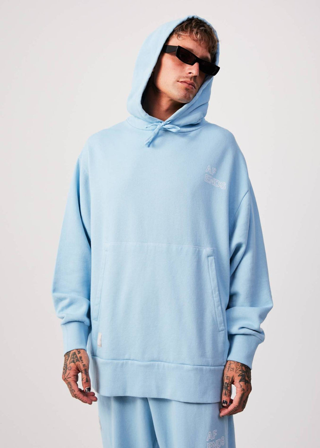 AFENDS Unisex Conditional - Unisex Oversized Hoodie - Sky Blue 