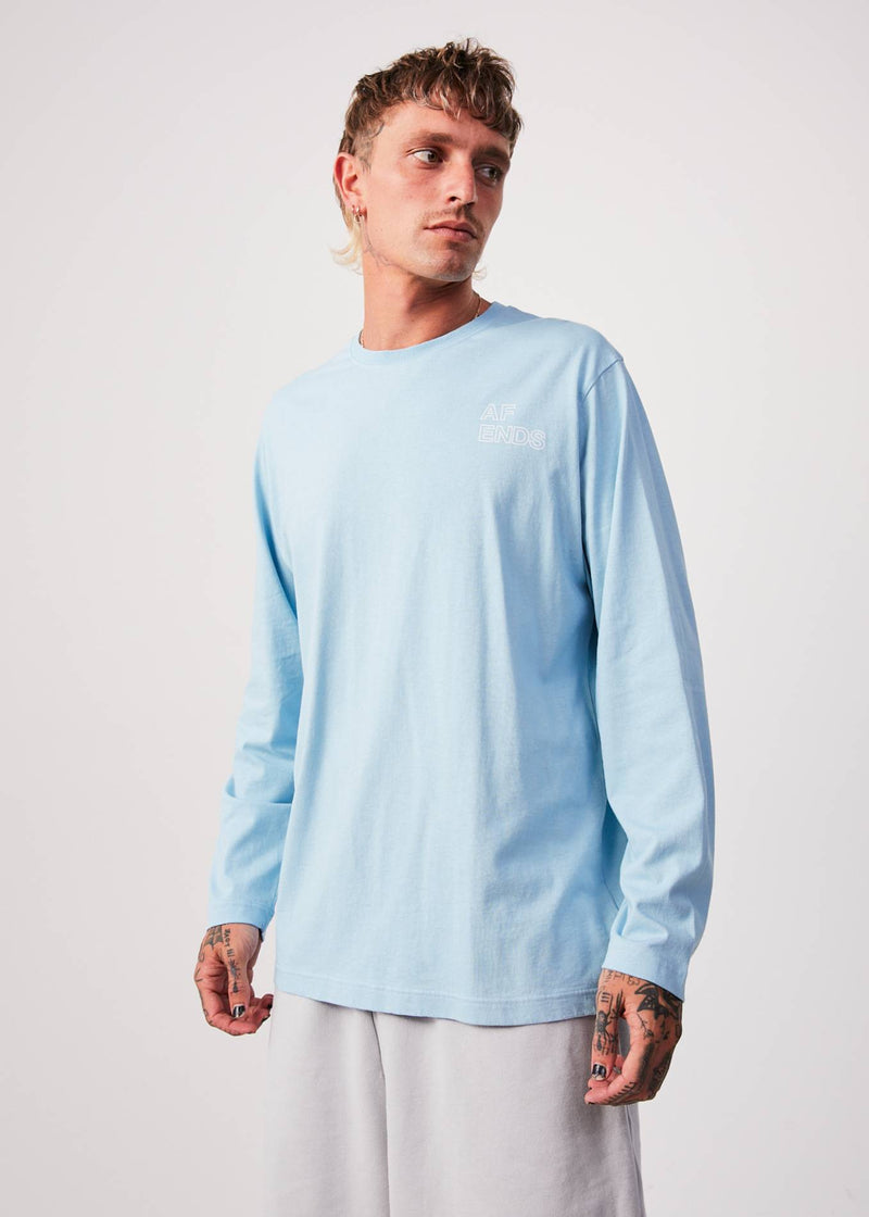 Afends Unisex Conditional - Unisex Organic Oversized Long Sleeve T-Shirt - Sky Blue