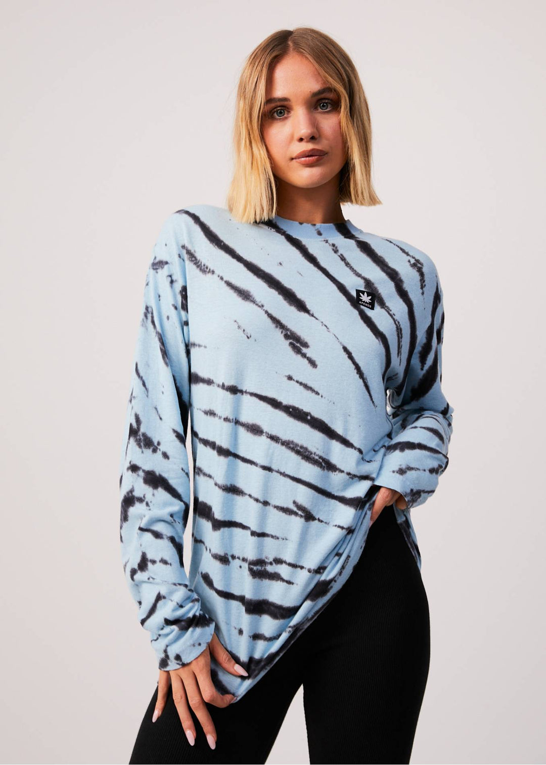 AFENDS Unisex Controlla - Unisex Tie-Dye Long Sleeve T-Shirt - Sky Blue 