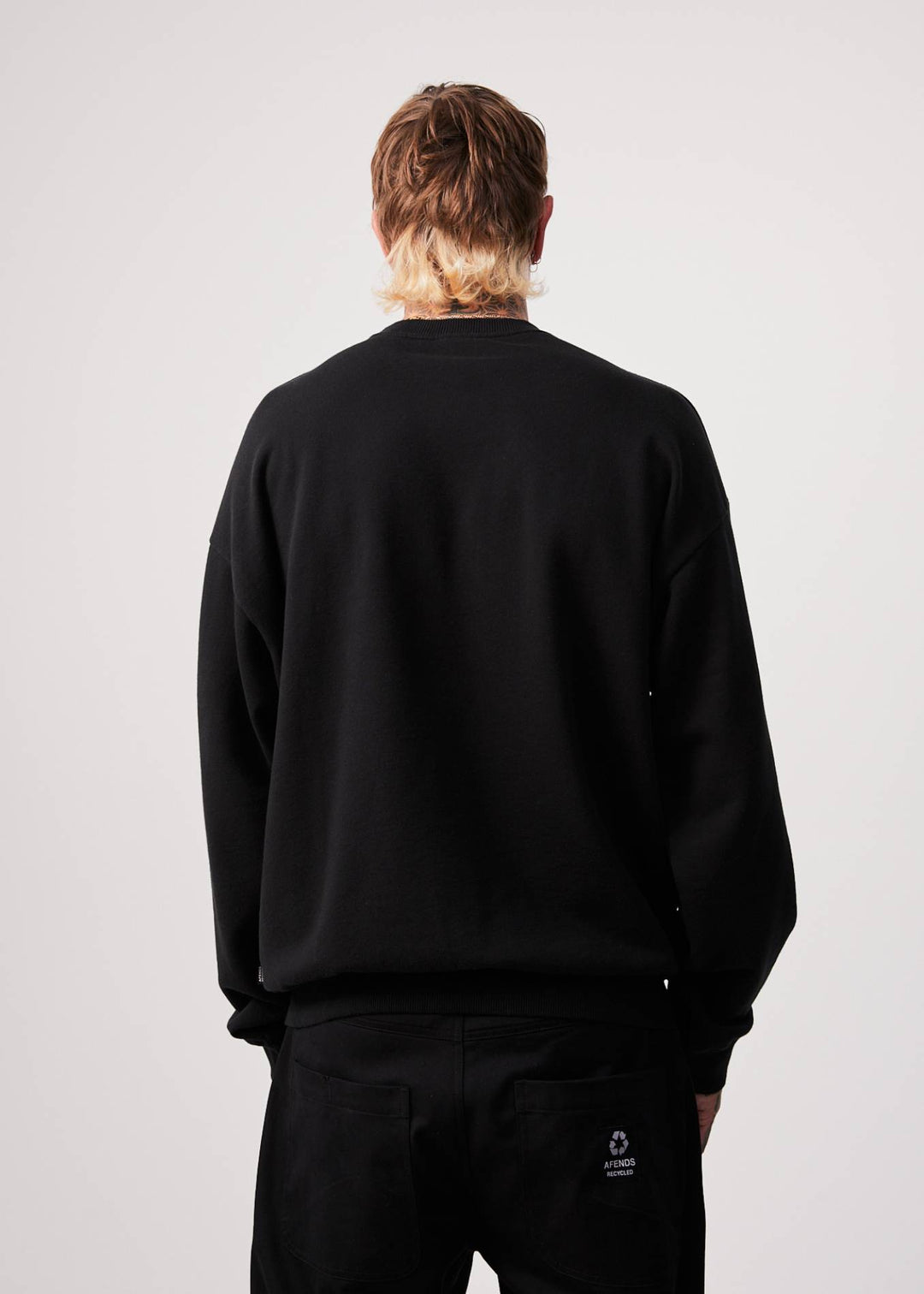 AFENDS Mens Spaced - Crew Neck Jumper - Black 