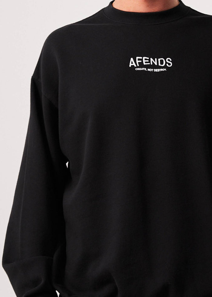 Afends Mens Spaced - Recycled Crew Neck Jumper - Black 