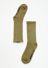 AFENDS Mens Everyday - Hemp Crew Socks - Olive - Afends unisex everyday   hemp crew socks   olive a220676 olv os