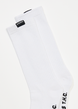 Afends Mens Everyday - Hemp Crew Socks - White - Afends mens everyday   hemp crew socks   white 