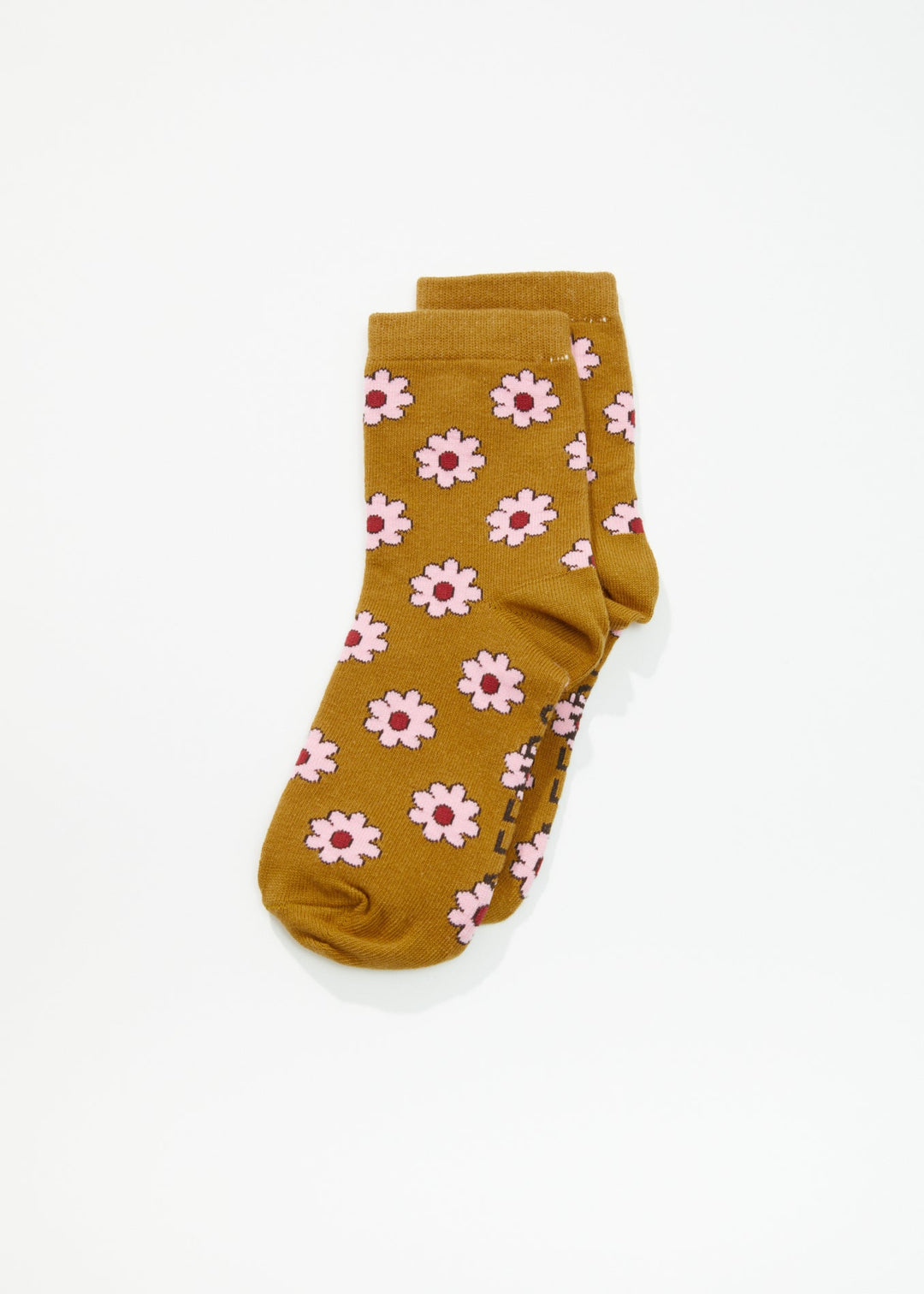 AFENDS Unisex Flower - Crew Socks - Mustard 