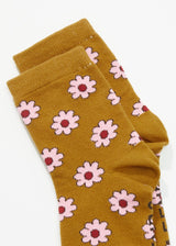 Afends Unisex Flower - Crew Socks - Mustard - Afends unisex flower   crew socks   mustard 
