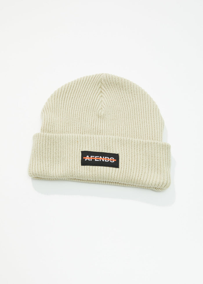 Afends Unisex Liquid - Ribbed Beanie - Cement A232617-CEM-OS