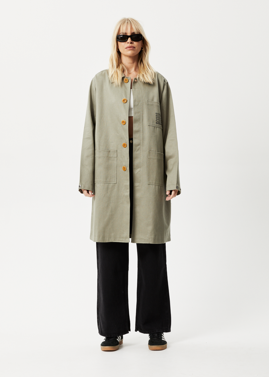 AFENDS Unisex Oracle - Trench Coat - Olive 