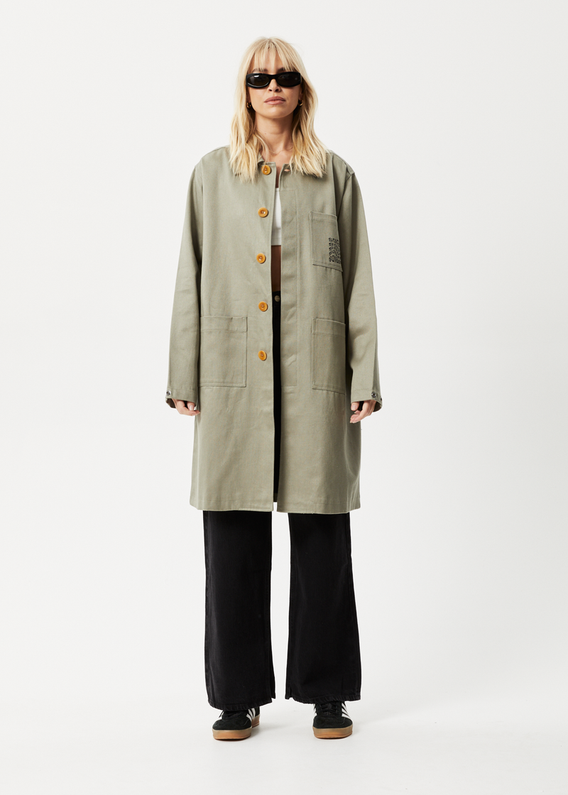 Afends Unisex Oracle - Trench Coat - Olive