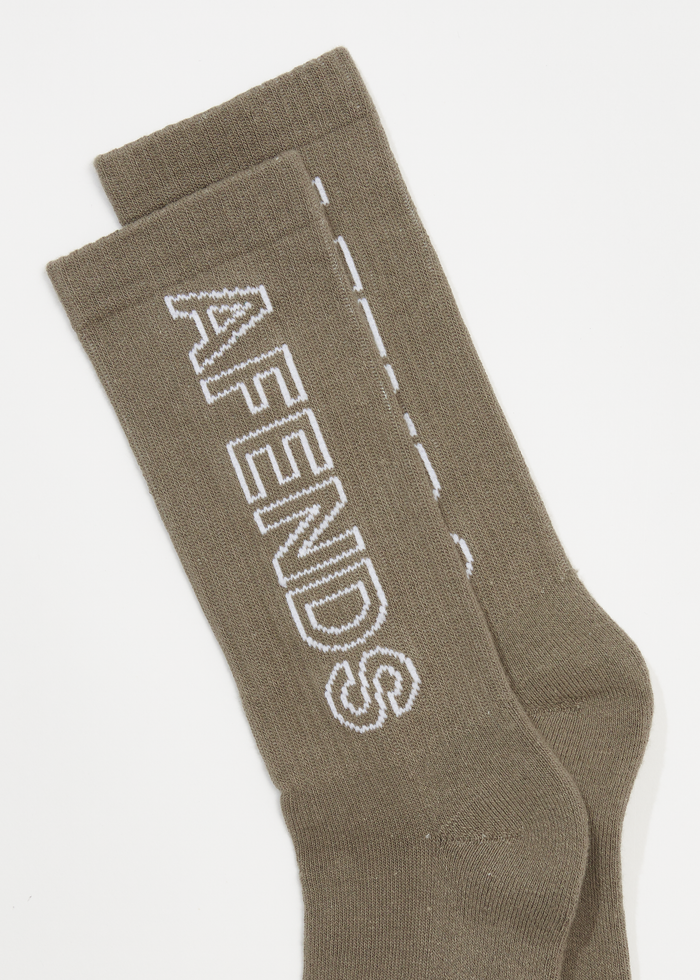 Afends Unisex Outline - Recycled Crew Socks - Beechwood 
