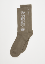 Afends Unisex Outline - Recycled Crew Socks - Beechwood - Afends unisex outline   recycled crew socks   beechwood 