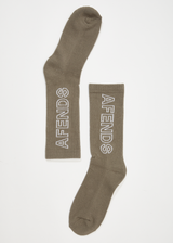 Afends Unisex Outline - Recycled Crew Socks - Beechwood - Afends unisex outline   recycled crew socks   beechwood 