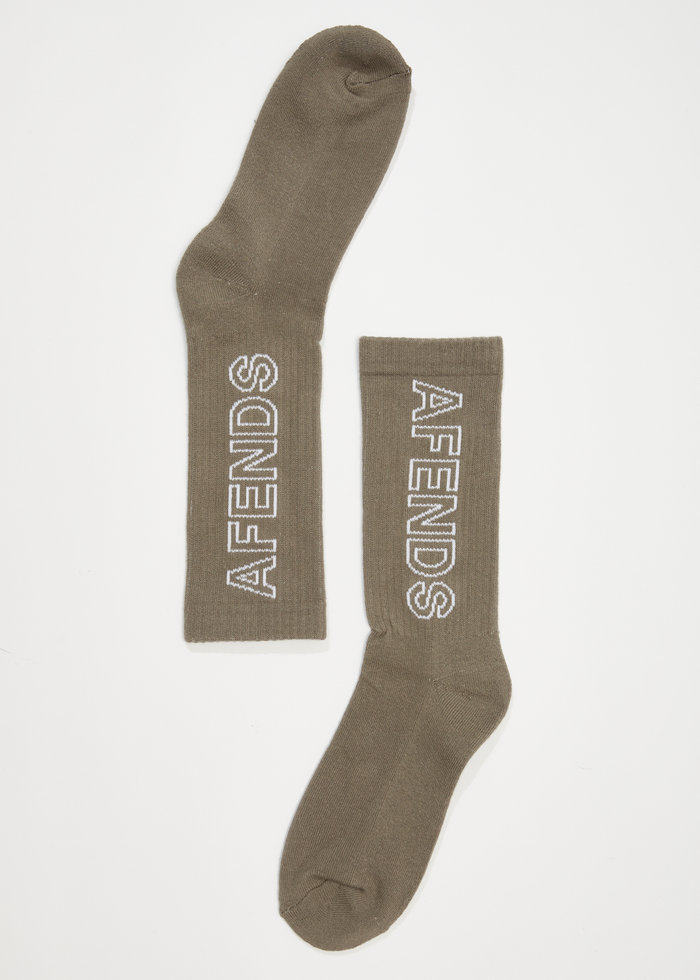 Afends Unisex Outline - Recycled Crew Socks - Beechwood 