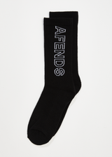 Afends Unisex Outline - Recycled Crew Socks - Black - Afends unisex outline   recycled crew socks   black 