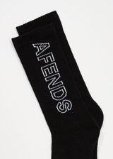 Afends Unisex Outline - Recycled Crew Socks - Black - Afends unisex outline   recycled crew socks   black 