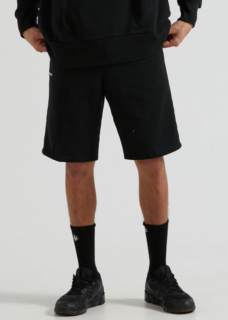 Afends Unisex Razor - Unisex Organic Sweat Shorts - Black