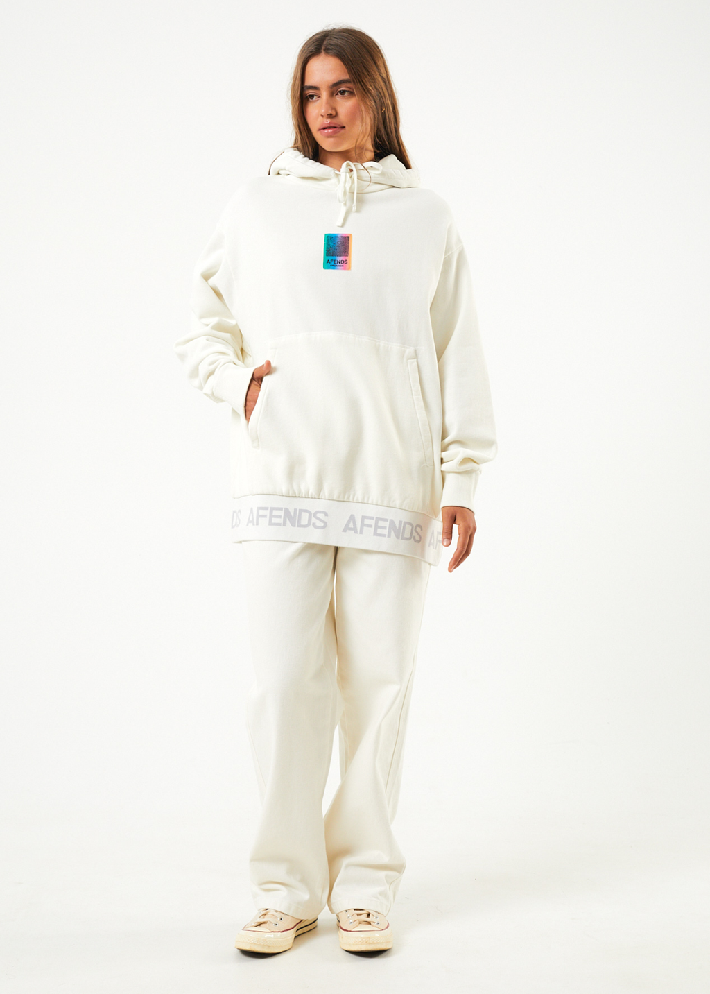 AFENDS Unisex Studio - Unisex Oversized Hoodie - Off White 