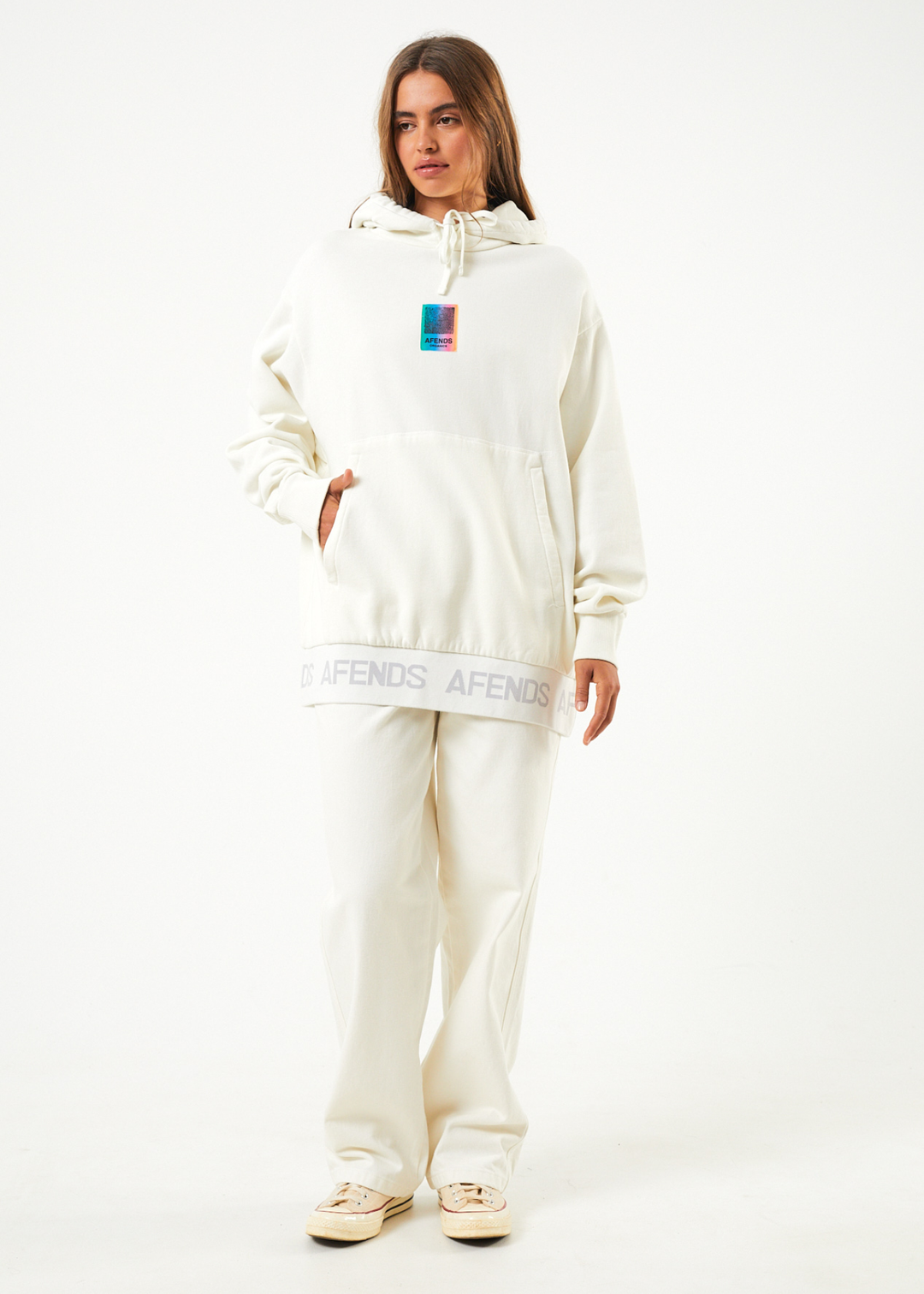 AFENDS Unisex Studio - Unisex Oversized Hoodie - Off White 