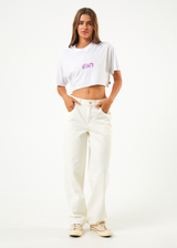 Afends Womens Electric Slay Cropped - Hemp Oversized T-Shirt - White - Afends womens electric slay cropped   hemp oversized t shirt   white 