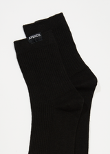 Afends Womens The Essential - Hemp Rib Socks - Black - Afends womens the essential   hemp rib socks   black 