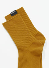 Afends Unisex The Essential - Hemp Ribbed Crew Socks - Mustard - Afends unisex the essential   hemp ribbed crew socks   mustard 