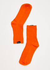 Afends Unisex The Essential - Hemp Ribbed Crew Socks - Orange - Afends unisex the essential   hemp ribbed crew socks   orange 
