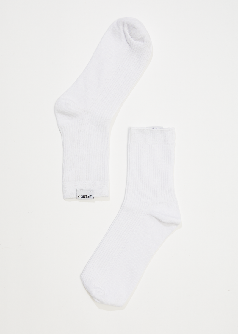 AFENDS Womens The Essential - Rib Socks - White