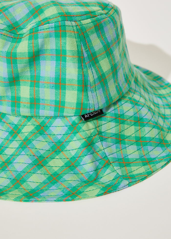 Afends Unisex Tully - Hemp Check Wide Brim Hat - Forest Check 