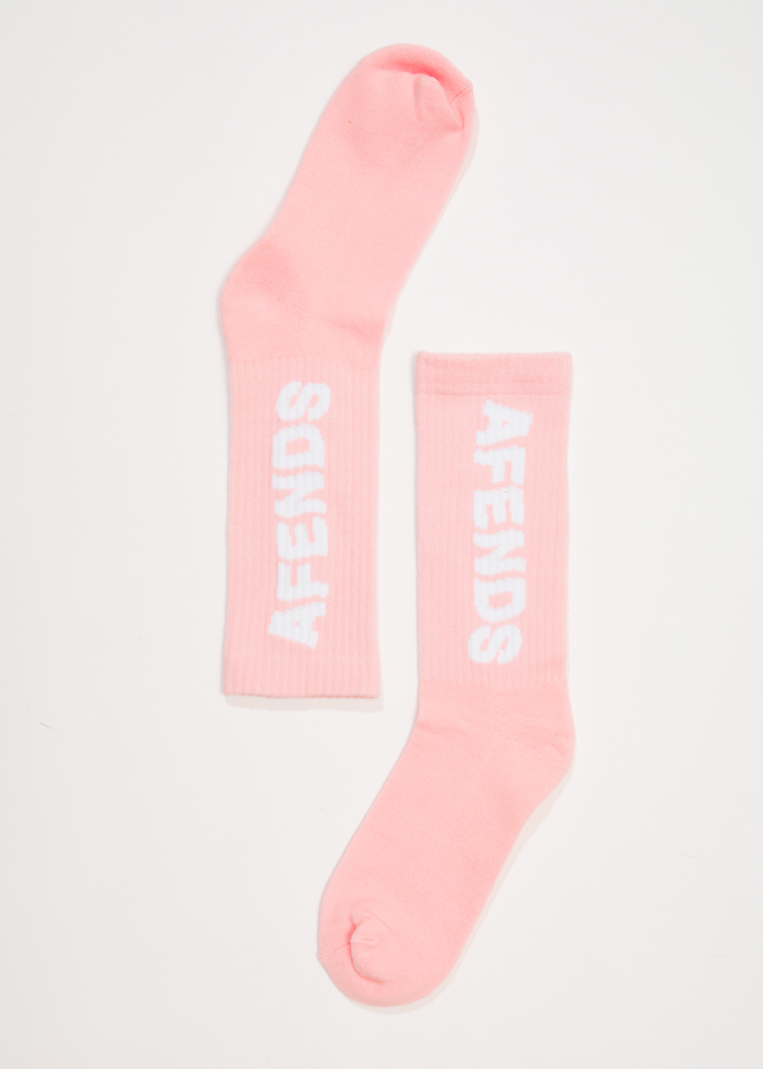Afends Unisex Vortex - Recycled Crew Socks - Powder Pink 