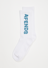 Afends Unisex Vortex - Recycled Crew Socks - White - Afends unisex vortex   recycled crew socks   white 