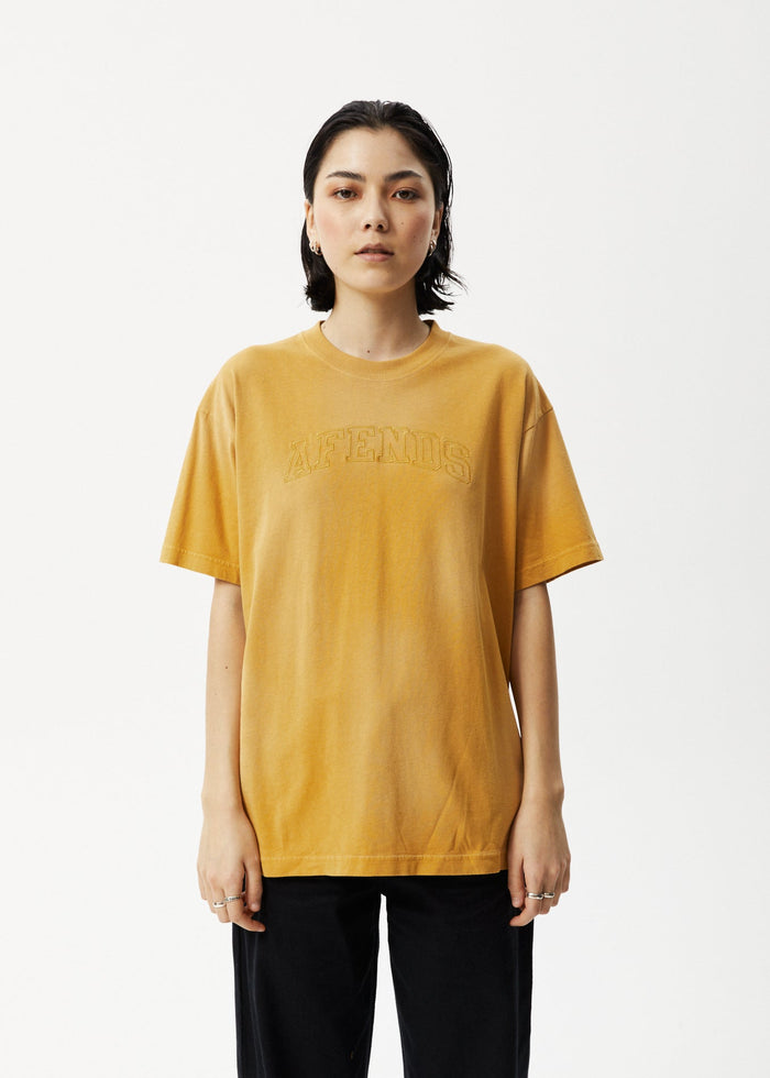 Afends Unlimited - Boxy Logo T-Shirt - Worn Mustard 