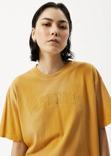 Afends Unlimited - Boxy Logo T-Shirt - Worn Mustard - Afends unlimited   boxy logo t shirt   worn mustard 