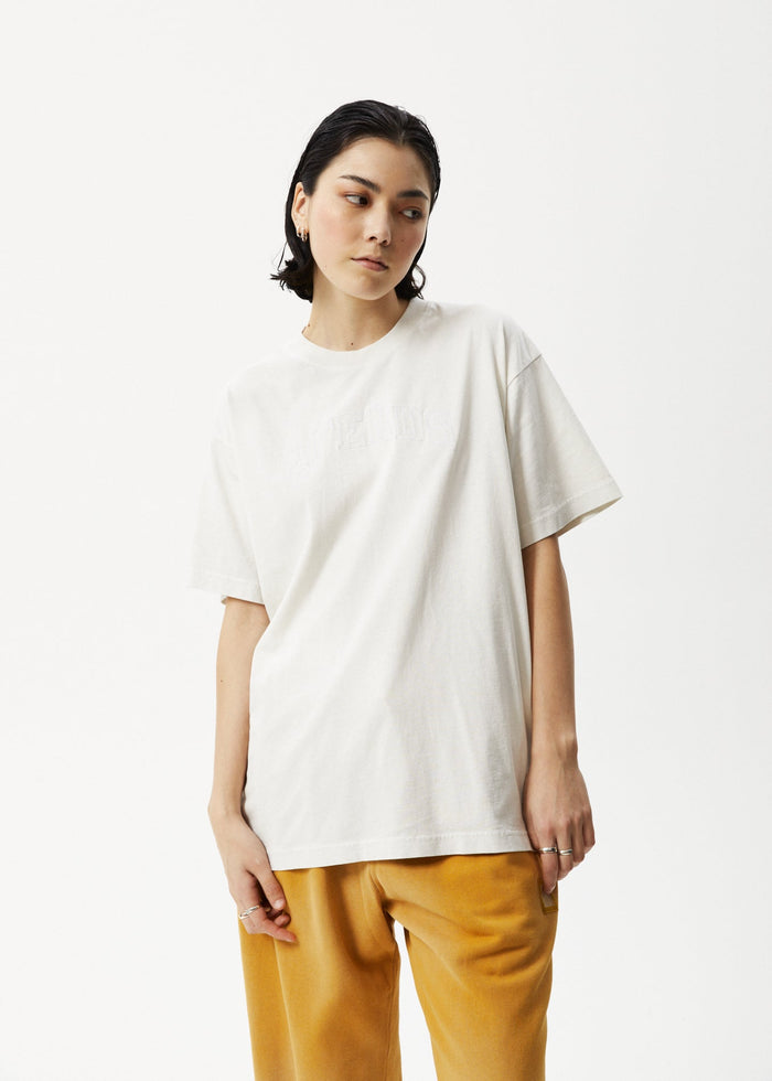 Afends Unlimited - Boxy Logo T-Shirt - Worn White 