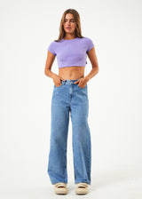 Afends Womens Abbie - Hemp Ribbed Cropped T-Shirt - Plum - Afends womens abbie   hemp ribbed cropped t shirt   plum 